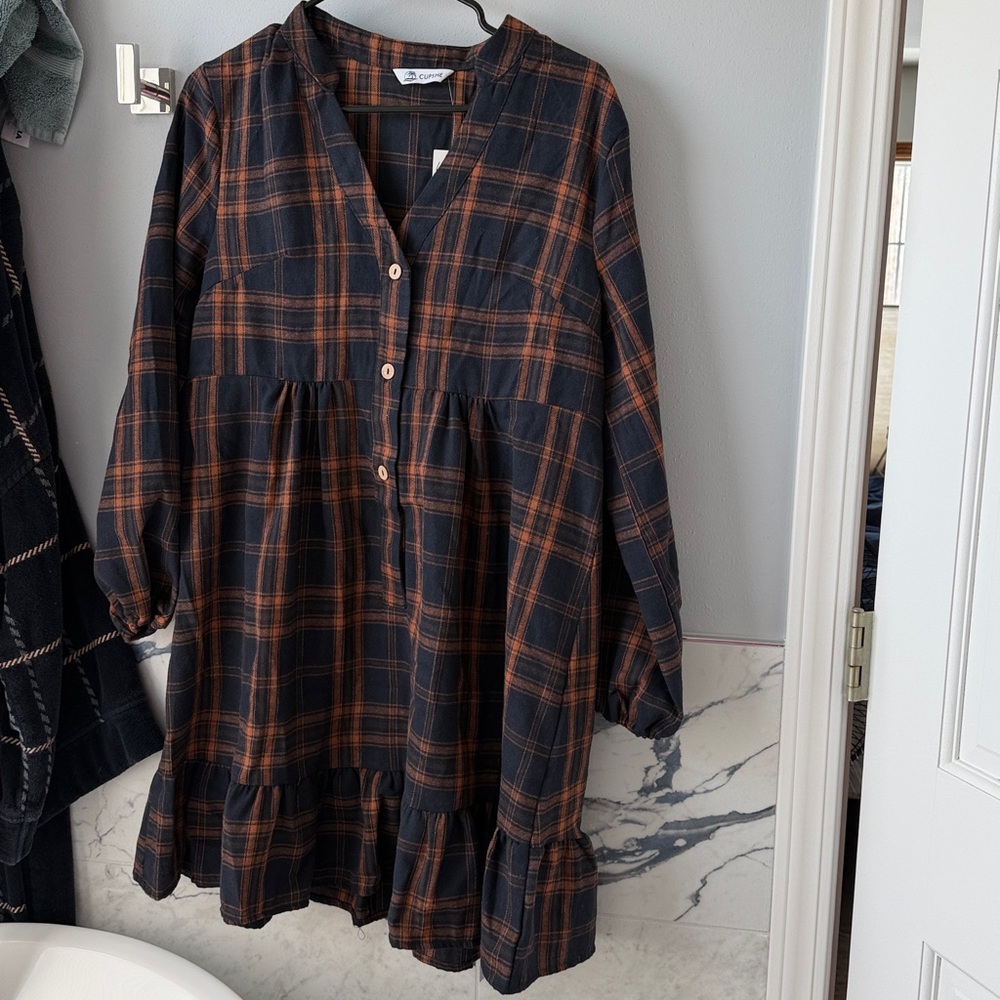 NWT Cupshe Plaid Long Sleeve Dress size Small - Picture 6 of 10
